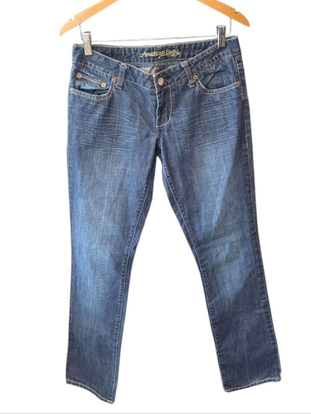 American Eagle Straight Leg Low Rise Blue Jeans 6